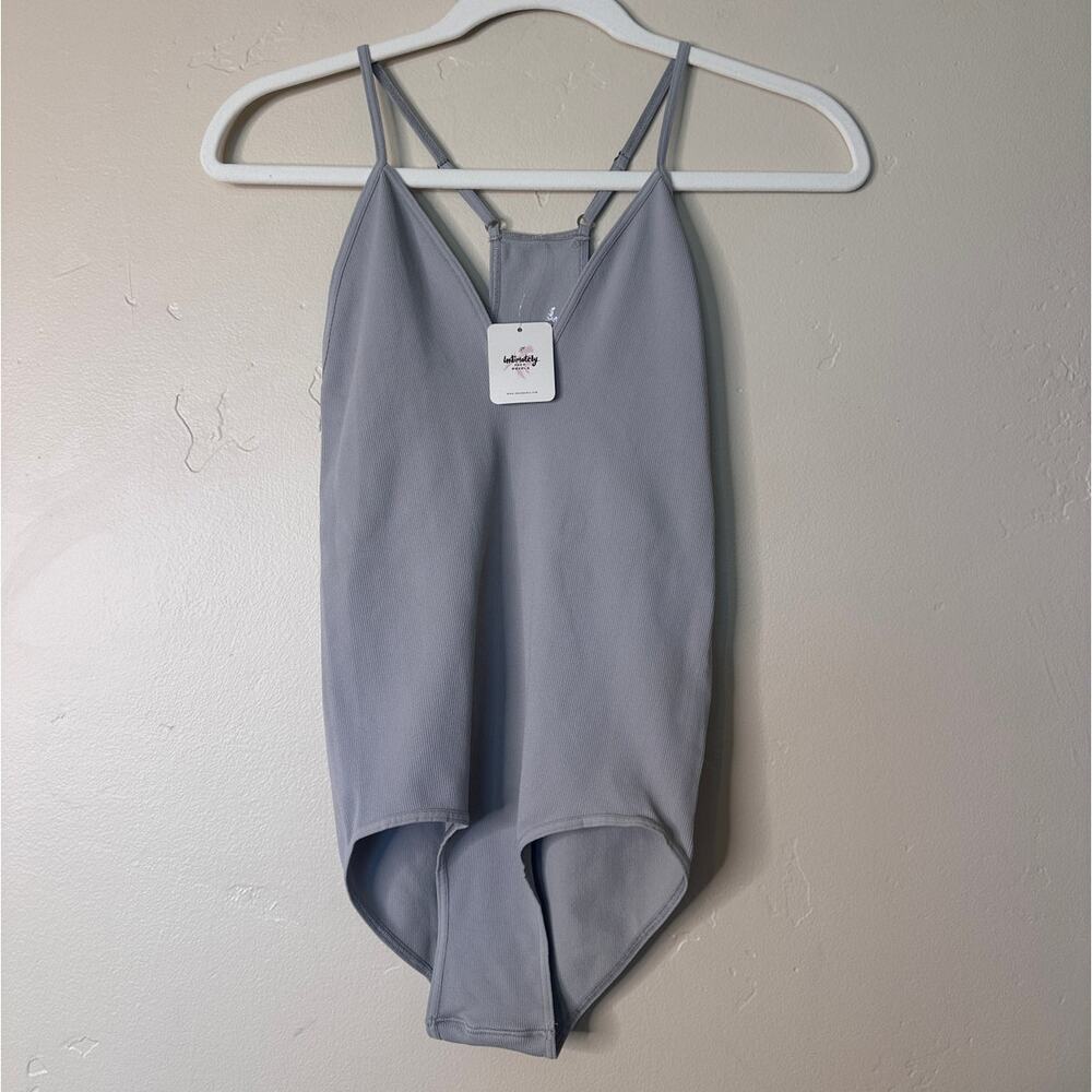 NWT Free People Intimately Ribbed Slate Gray Bodysuit MEDIUM/LARGE .